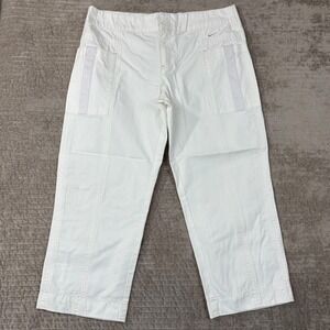 Nike White Capris with Subtle Light Gray Accents